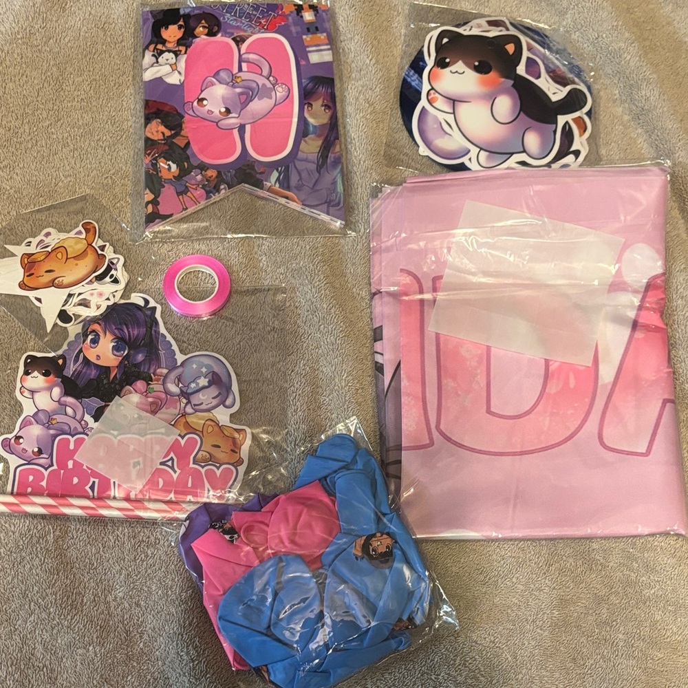 Anime Themed Birthday Party Decoration Set - Pink and Blue